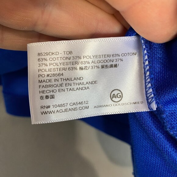 AG Green Label Men’s Royal Blue Polo Shirt Size L Cotton Blend Short Sleeve - Picture 3 of 8